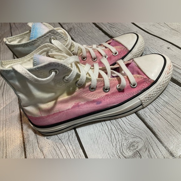 Converse All Star Chuck Taylor High Tops Women’s Pink Ombré Watercolor Sunset 6 - Picture 1 of 14